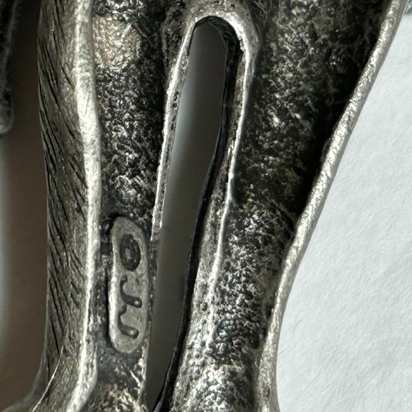 Vintage Signed JJ Silver Pewter Tone Mother Cat With Kitten Brooch Pin Kinetic - Picture 7 of 7